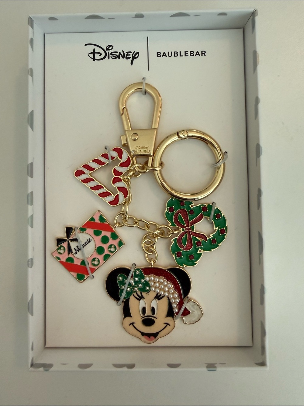 BaubleBar x Disney Minnie Mouse Holiday Charm Keychain